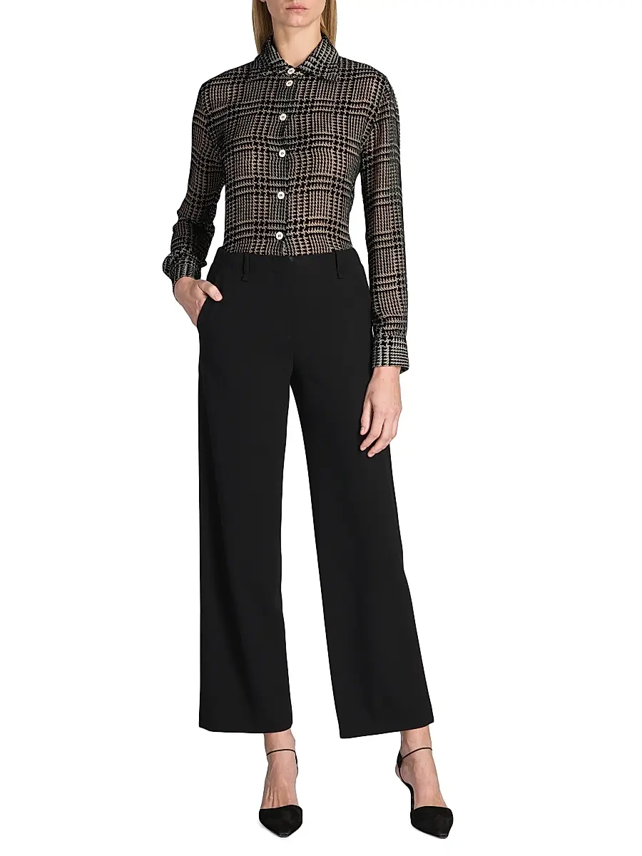 Giorgio Armani Women's Flocked Herringbone Shirt | Thumbnail 2 Giorgio Armani Women's Flocked Herringbone Shirt | Thumbnail 2