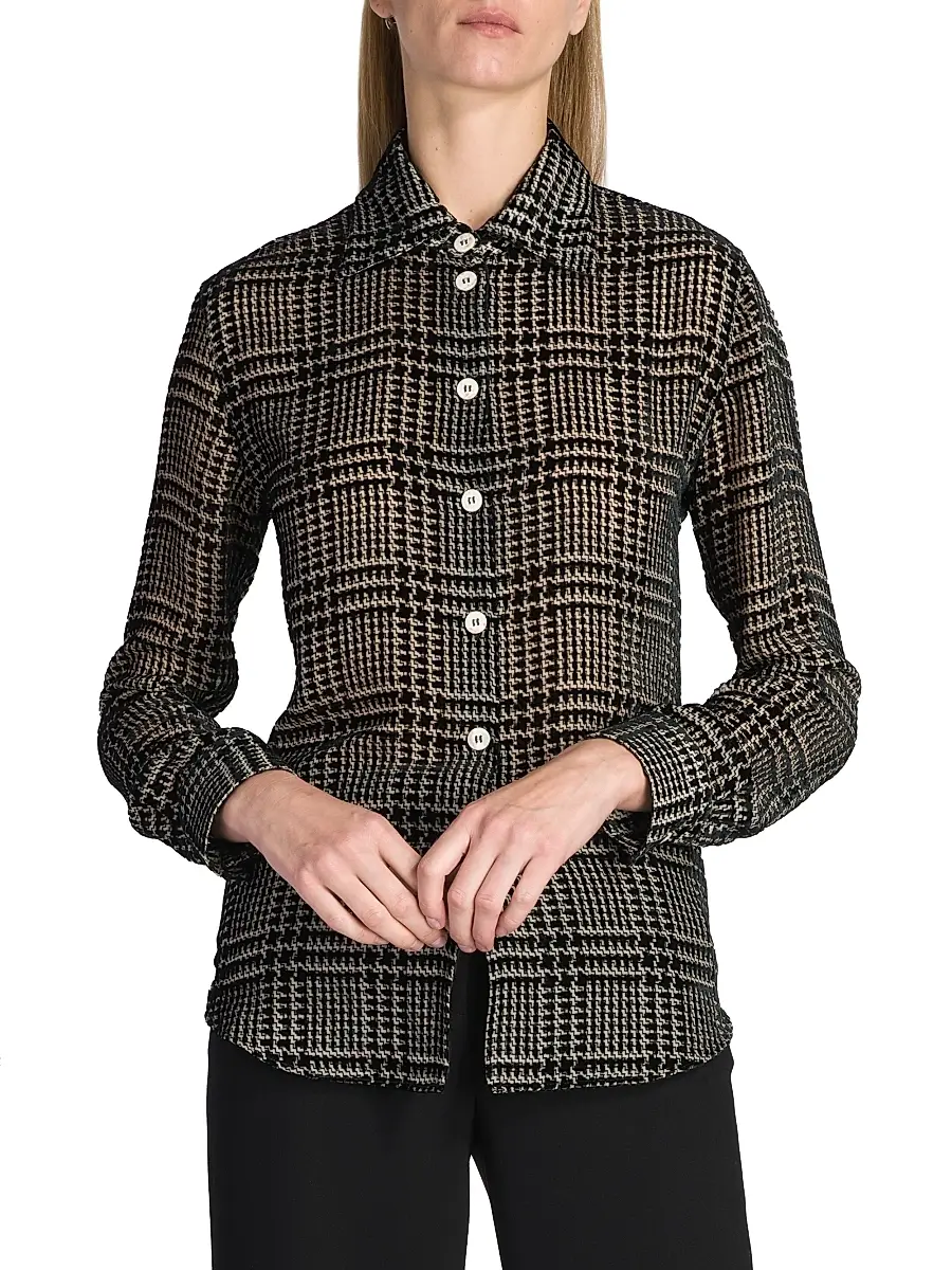 Giorgio Armani Women's Flocked Herringbone Shirt | Thumbnail 3 Giorgio Armani Women's Flocked Herringbone Shirt | Thumbnail 3