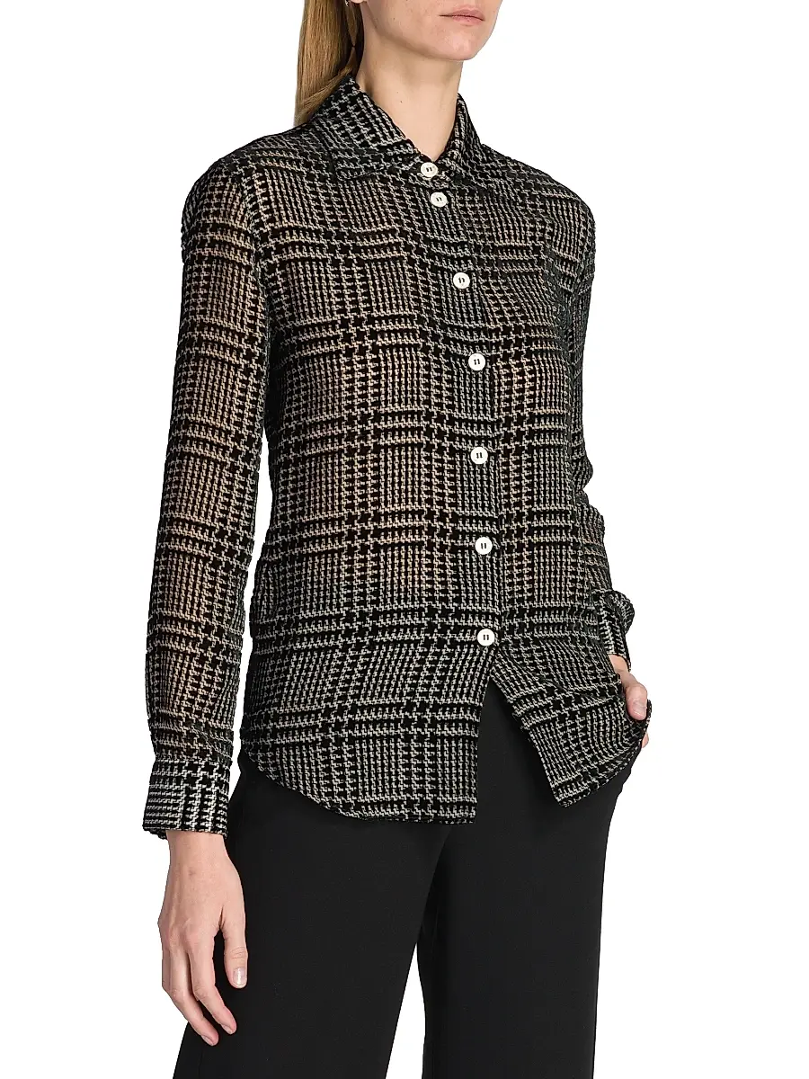 Giorgio Armani Women's Flocked Herringbone Shirt | Thumbnail 4 Giorgio Armani Women's Flocked Herringbone Shirt | Thumbnail 4