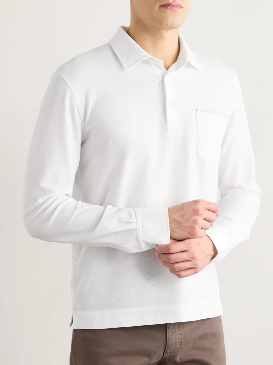 Zegna Logo-Appliquéd Cotton-Piqué Polo Shirt - Men | Thumbnail 3 Zegna Logo-Appliquéd Cotton-Piqué Polo Shirt - Men | Thumbnail 3