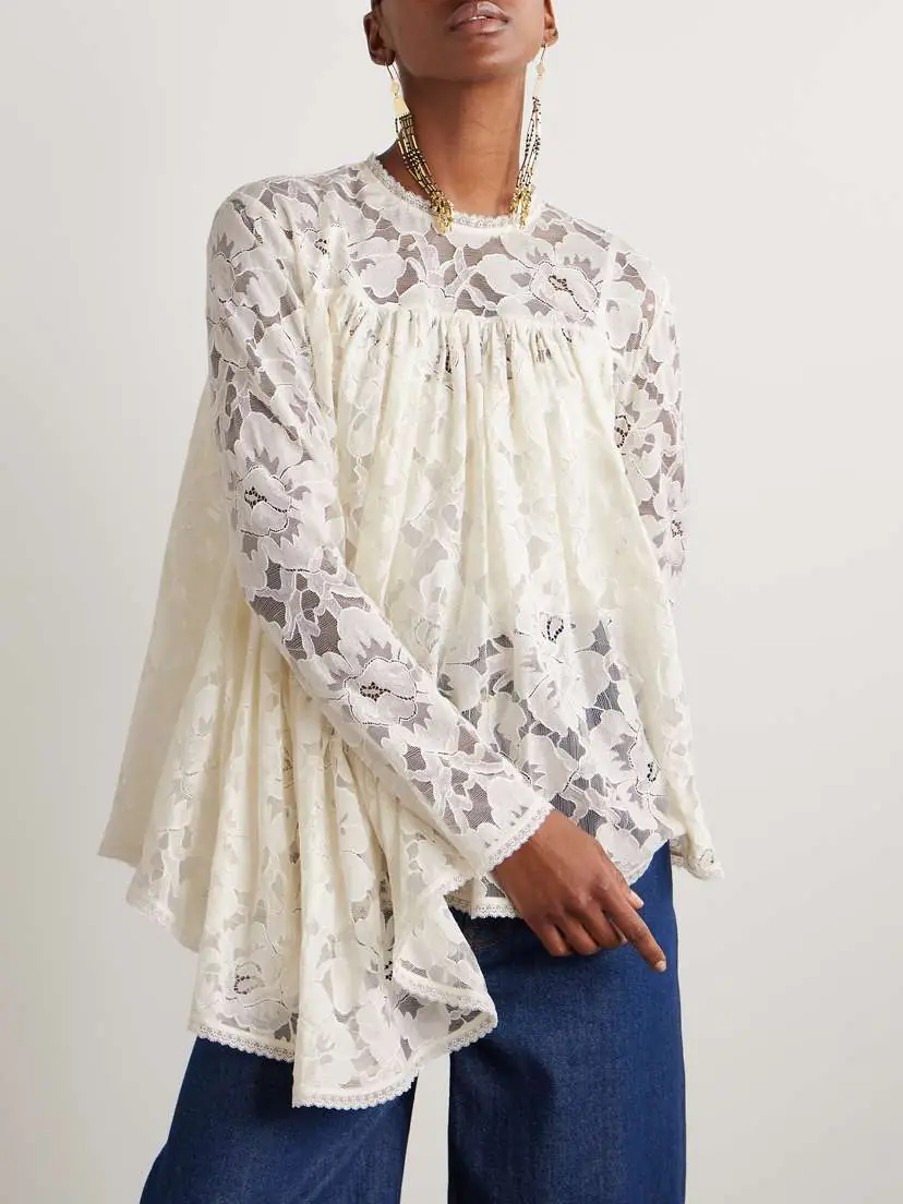 Zimmermann Illuminate Gathered Cotton-blend Lace Blouse | Thumbnail 3