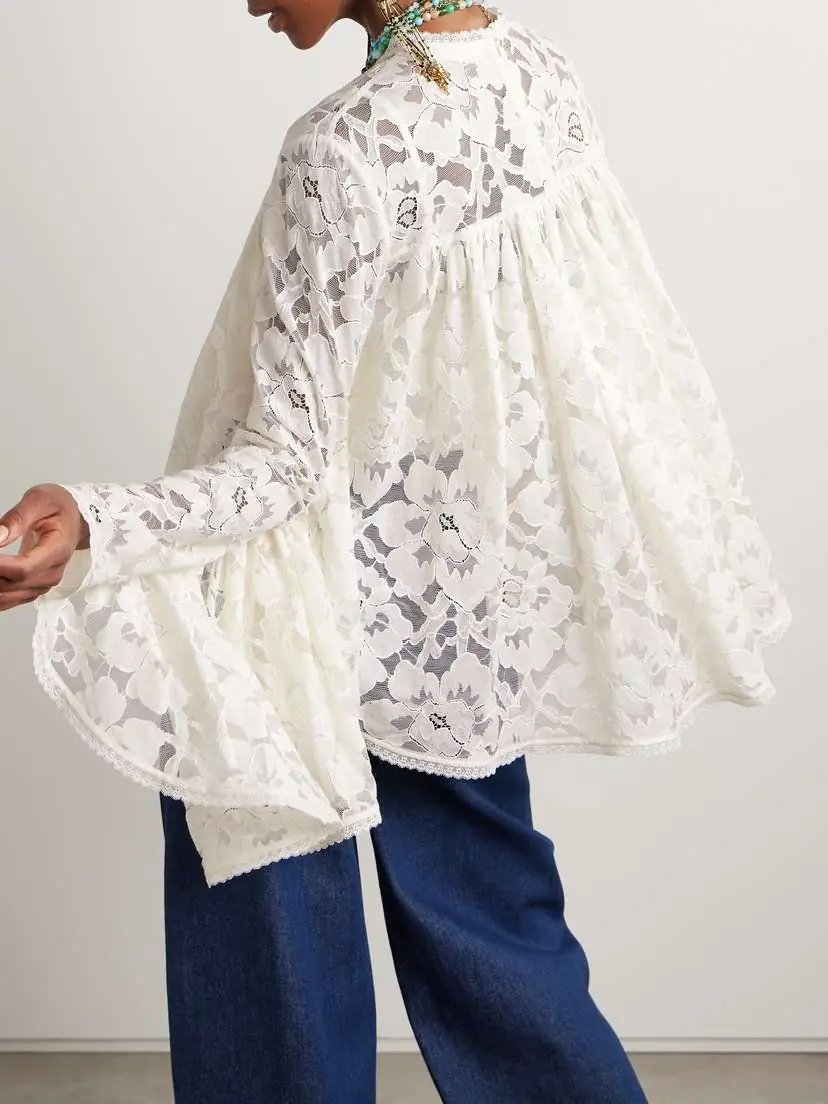 Zimmermann Illuminate Gathered Cotton-blend Lace Blouse | Thumbnail 4
