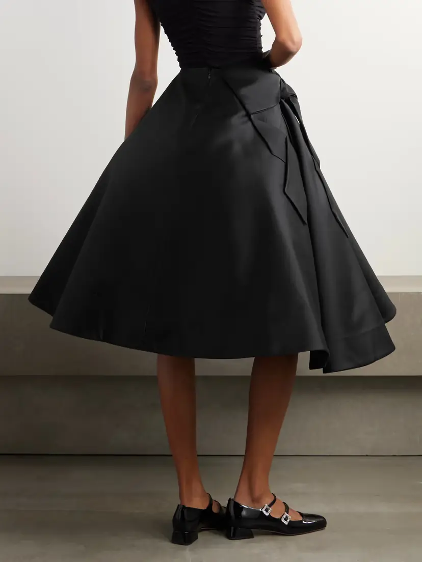 SHUSHU/TONG Bow-embellished Wool And Silk-blend Twill Midi Skirt | Thumbnail 3