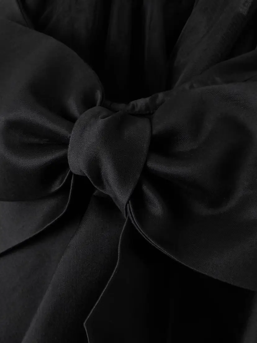 SHUSHU/TONG Bow-embellished Wool And Silk-blend Twill Midi Skirt | Thumbnail 4
