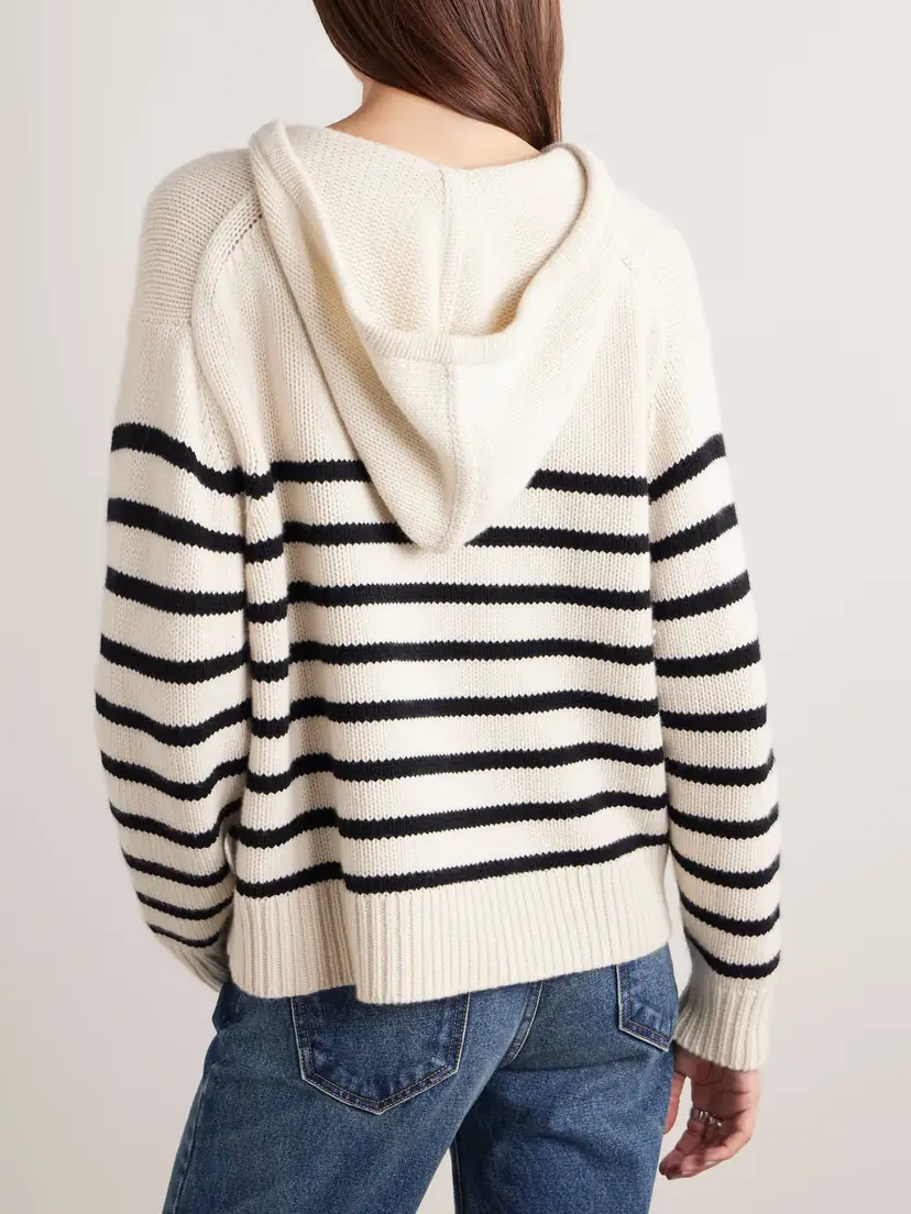 Nili Lotan Noemi Lace-up Striped Cashmere Hoodie | Thumbnail 3
