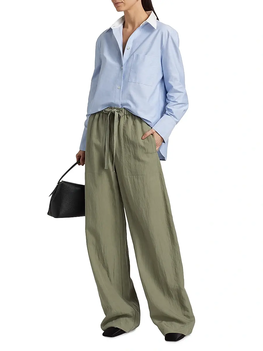 Vince Women's Contrast Collar Cotton Oxford Shirt - Kyanite | Thumbnail 2 Vince Women's Contrast Collar Cotton Oxford Shirt - Kyanite | Thumbnail 2