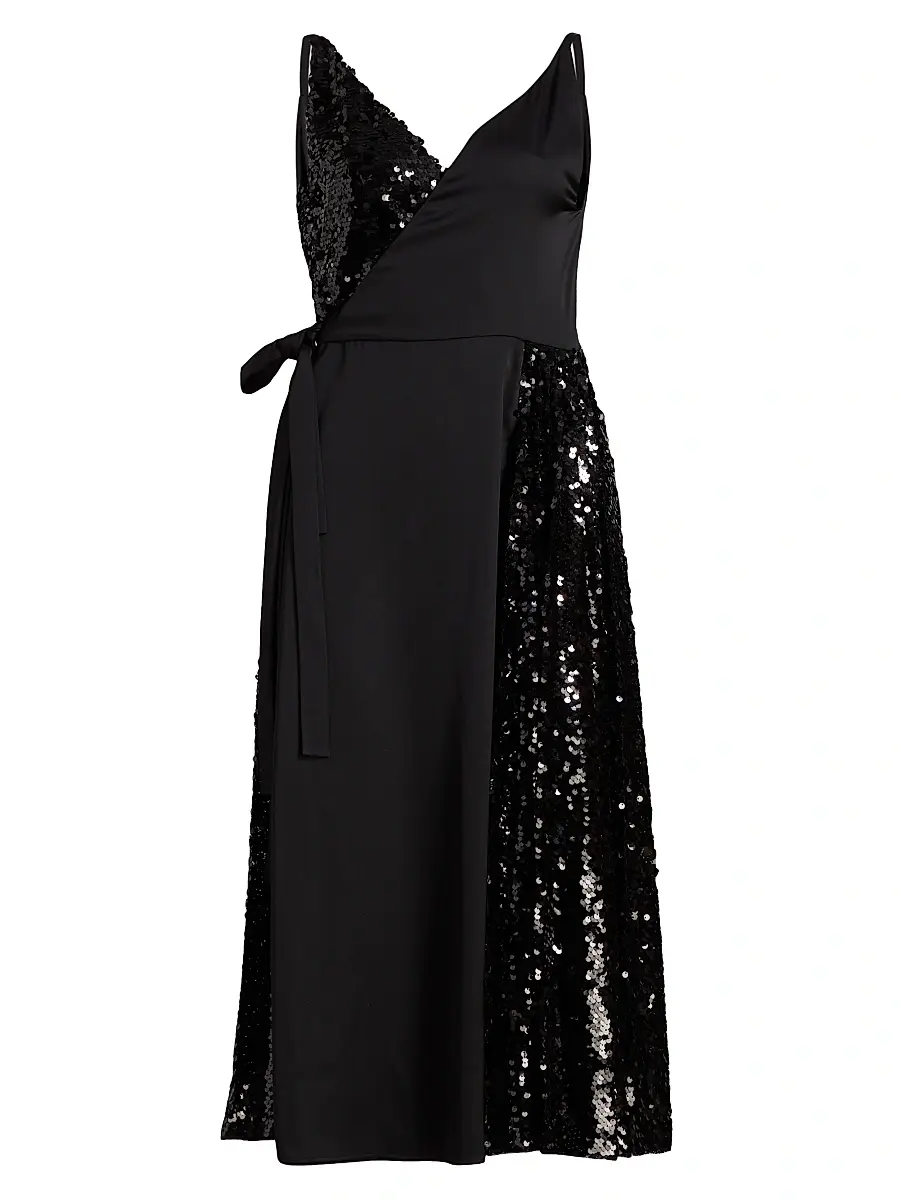 Philosophy di Lorenzo Serafini Women's Sequined Mixed Media Wrap Dress