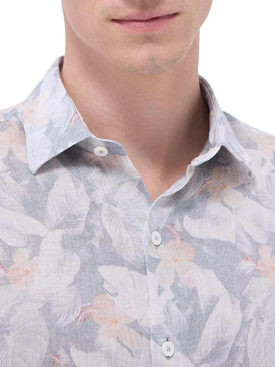 Bugatchi Men's Julian Linen Shaped Button-Front Shirt | Thumbnail 6 Bugatchi Men's Julian Linen Shaped Button-Front Shirt | Thumbnail 6