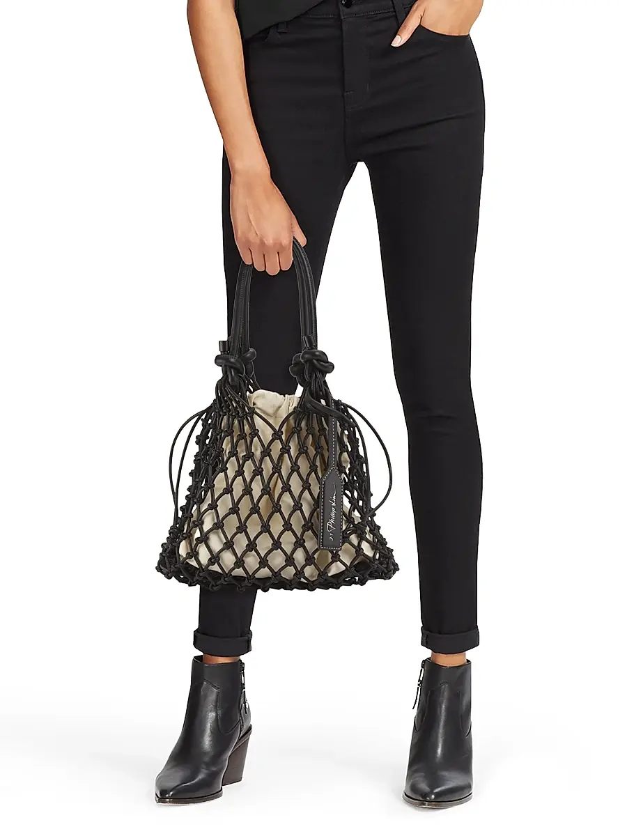 3.1 Phillip Lim Women's Mini Sac Macramé Drawstring Top Handle Bag - Black | Thumbnail 2 3.1 Phillip Lim Women's Mini Sac Macramé Drawstring Top Handle Bag - Black | Thumbnail 2