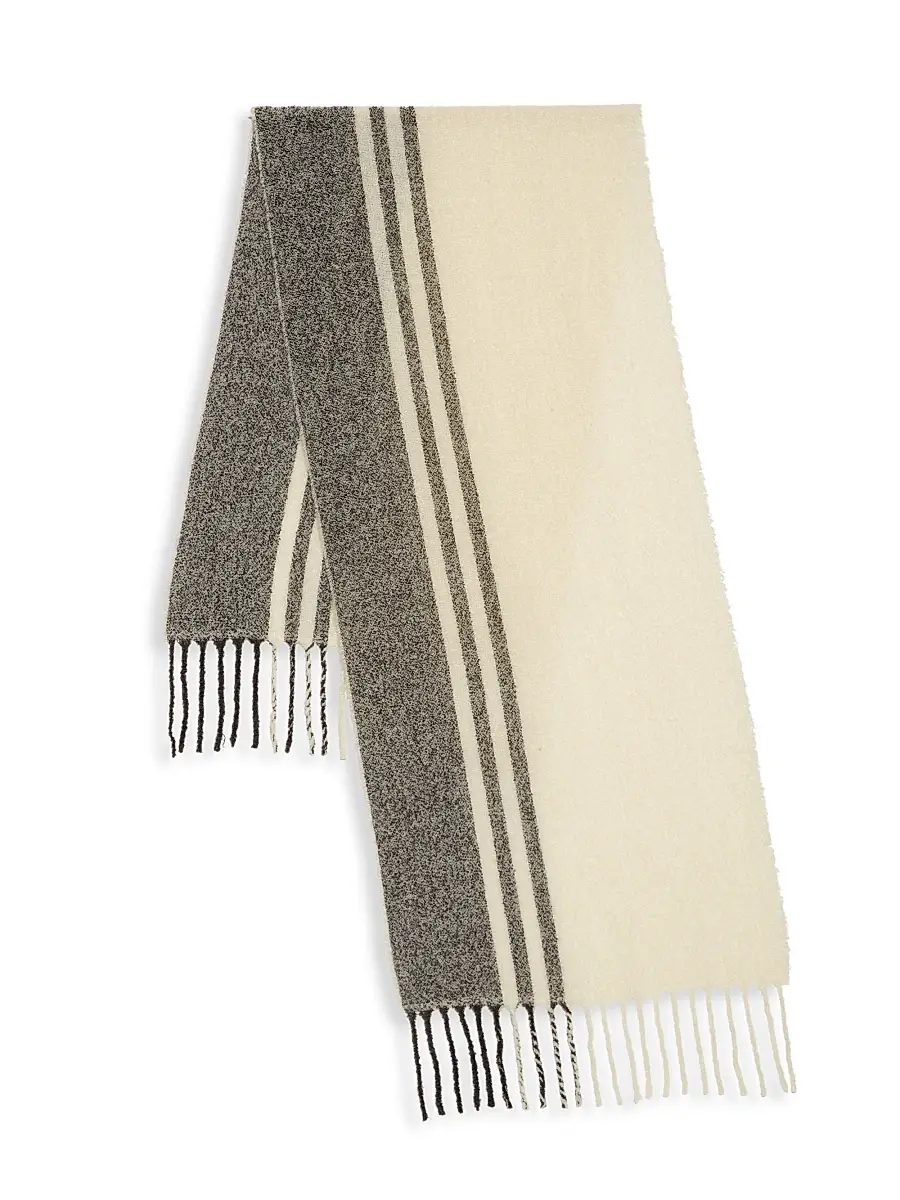 Saks Fifth Avenue Women's COLLECTION Oversized Striped Fuzzy Scarf - Titanium | Thumbnail 3