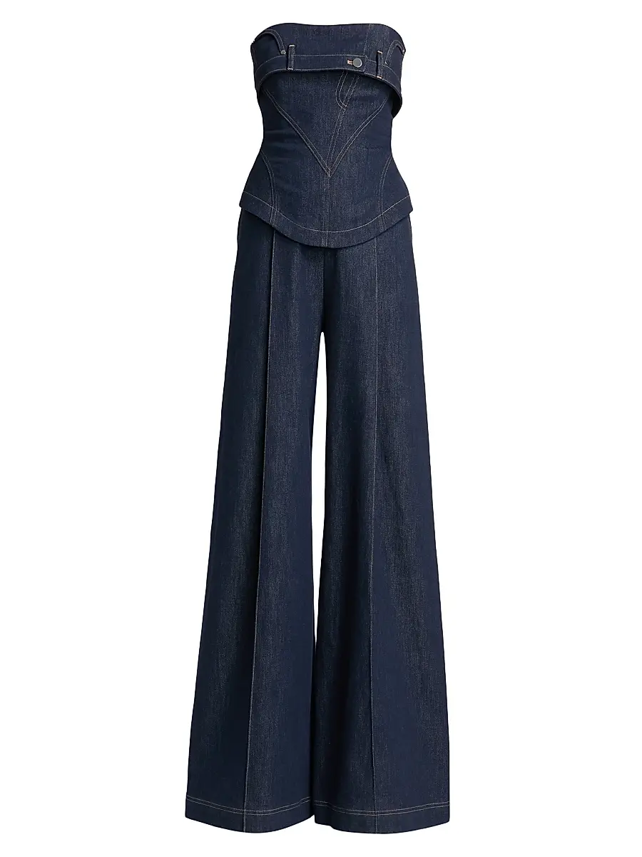 Et Ochs Women's Jordan Denim Corset Wide-Leg Jumpsuit - Midnight | Image 1 Et Ochs Women's Jordan Denim Corset Wide-Leg Jumpsuit - Midnight | Image 1