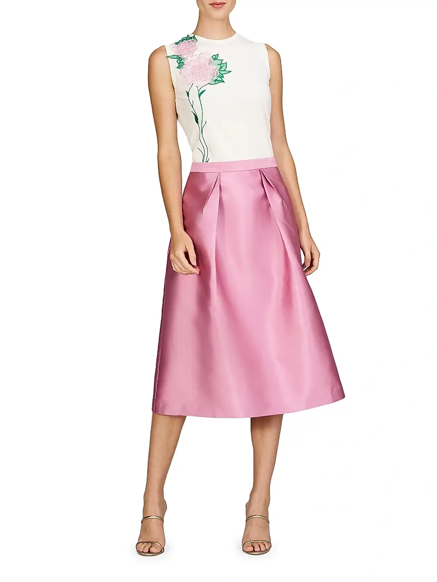 Kay Unger Women's Kendall Pleated Satin Midi-Skirt | Thumbnail 2 Kay Unger Women's Kendall Pleated Satin Midi-Skirt | Thumbnail 2