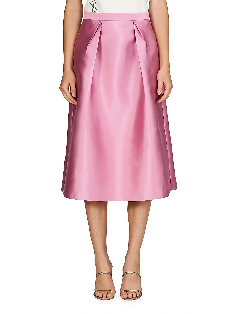 Kay Unger Women's Kendall Pleated Satin Midi-Skirt | Thumbnail 3 Kay Unger Women's Kendall Pleated Satin Midi-Skirt | Thumbnail 3