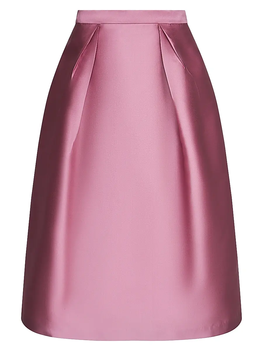 Kay Unger Women's Kendall Pleated Satin Midi-Skirt - Berry Sorbet | Image 1 Kay Unger Women's Kendall Pleated Satin Midi-Skirt - Berry Sorbet | Image 1