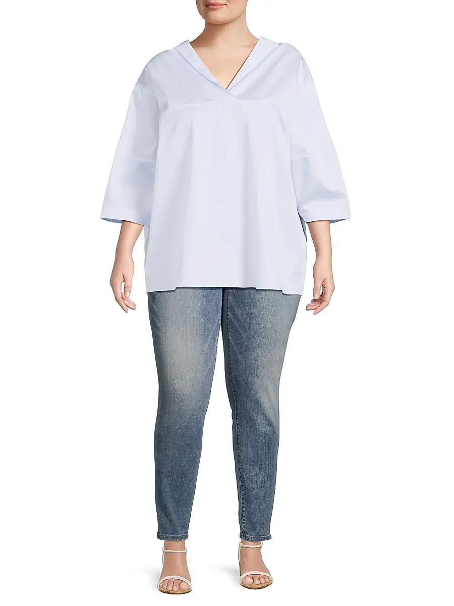 Harshman Women's Plus Oriana Blouse - Light Blue | Thumbnail 2
