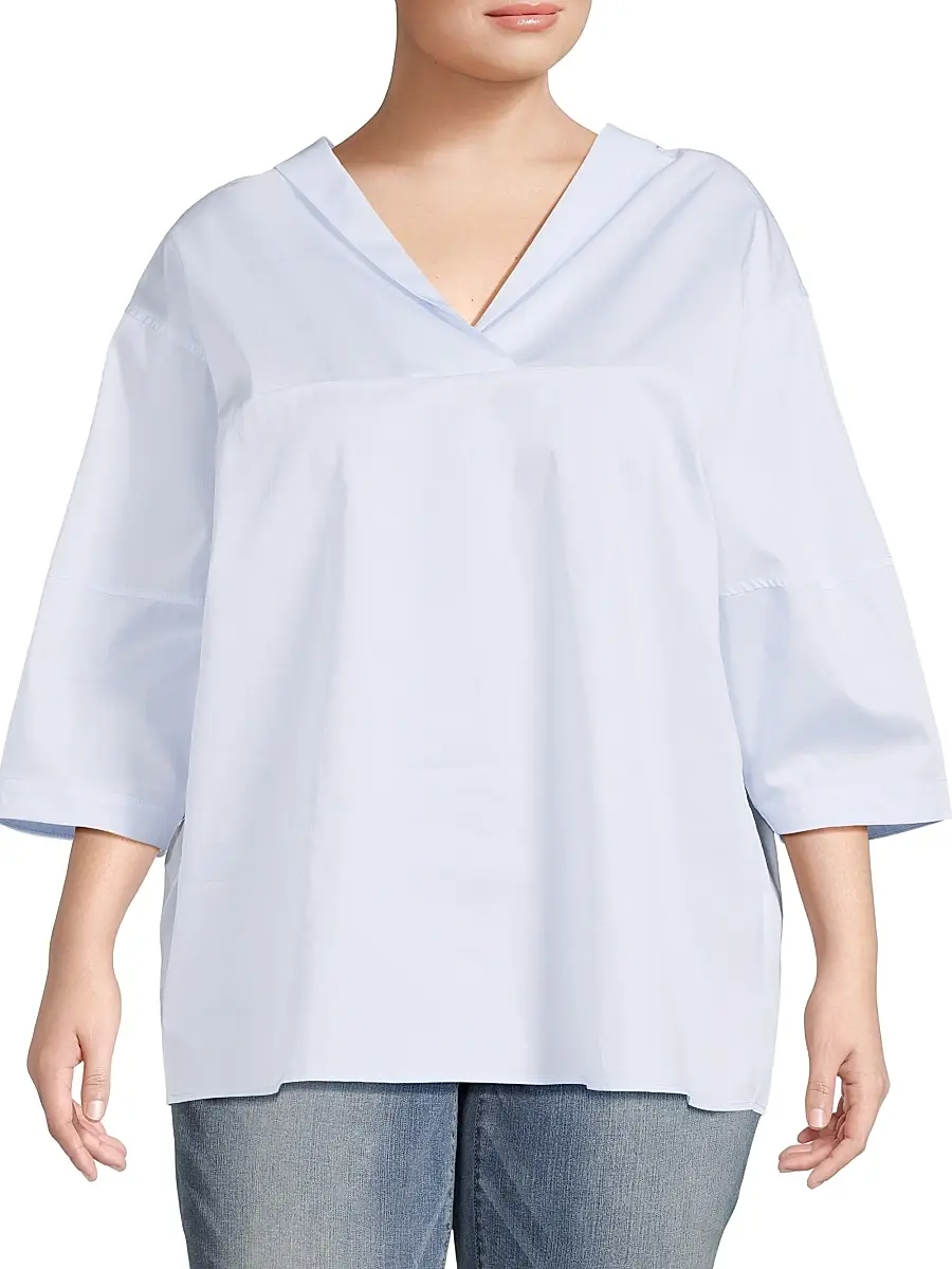 Harshman Women's Plus Oriana Blouse - Light Blue | Thumbnail 3