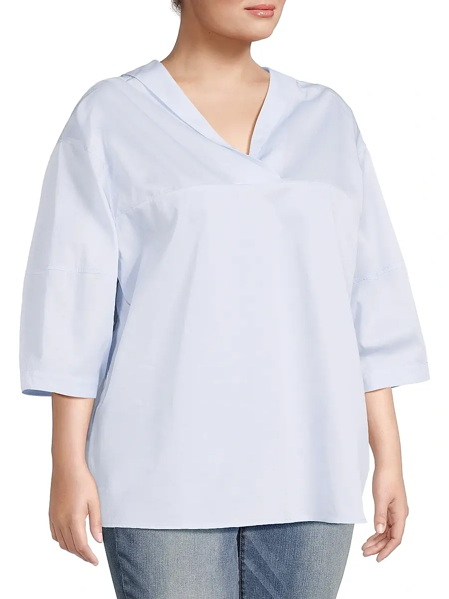 Harshman Women's Plus Oriana Blouse - Light Blue | Thumbnail 4