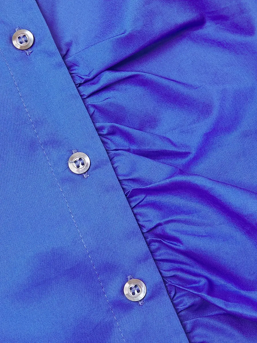 Harshman Women's Lily Gathered Shirt - Royal Blue | Thumbnail 6 Harshman Women's Lily Gathered Shirt - Royal Blue | Thumbnail 6