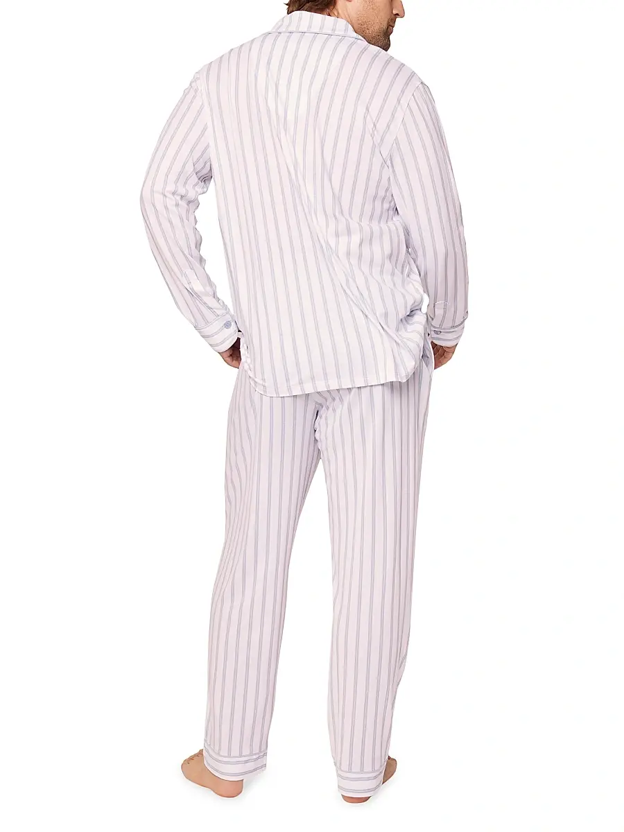 Petite Plume Men's Striped Cotton Pajamas - White | Thumbnail 4 Petite Plume Men's Striped Cotton Pajamas - White | Thumbnail 4