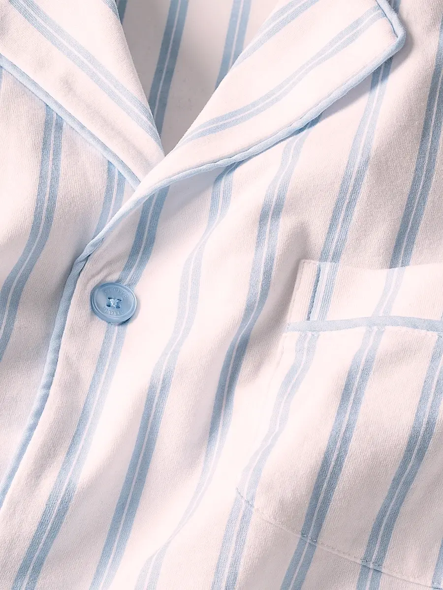 Petite Plume Men's Striped Cotton Pajamas - White | Thumbnail 8 Petite Plume Men's Striped Cotton Pajamas - White | Thumbnail 8