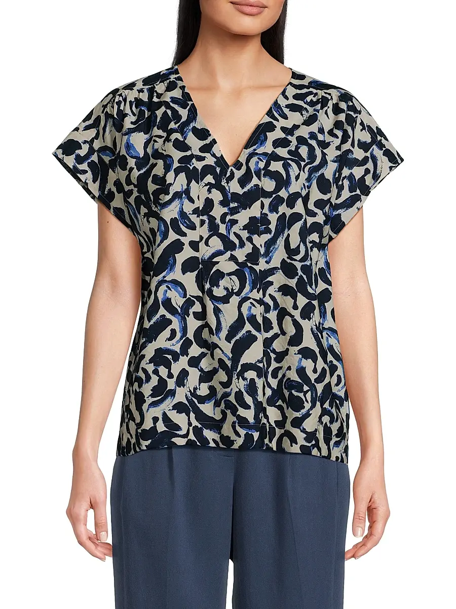 Masai Copenhagen Women's Braidy V-Neck Printed Blouse - Ultramarine | Thumbnail 3 Masai Copenhagen Women's Braidy V-Neck Printed Blouse - Ultramarine | Thumbnail 3