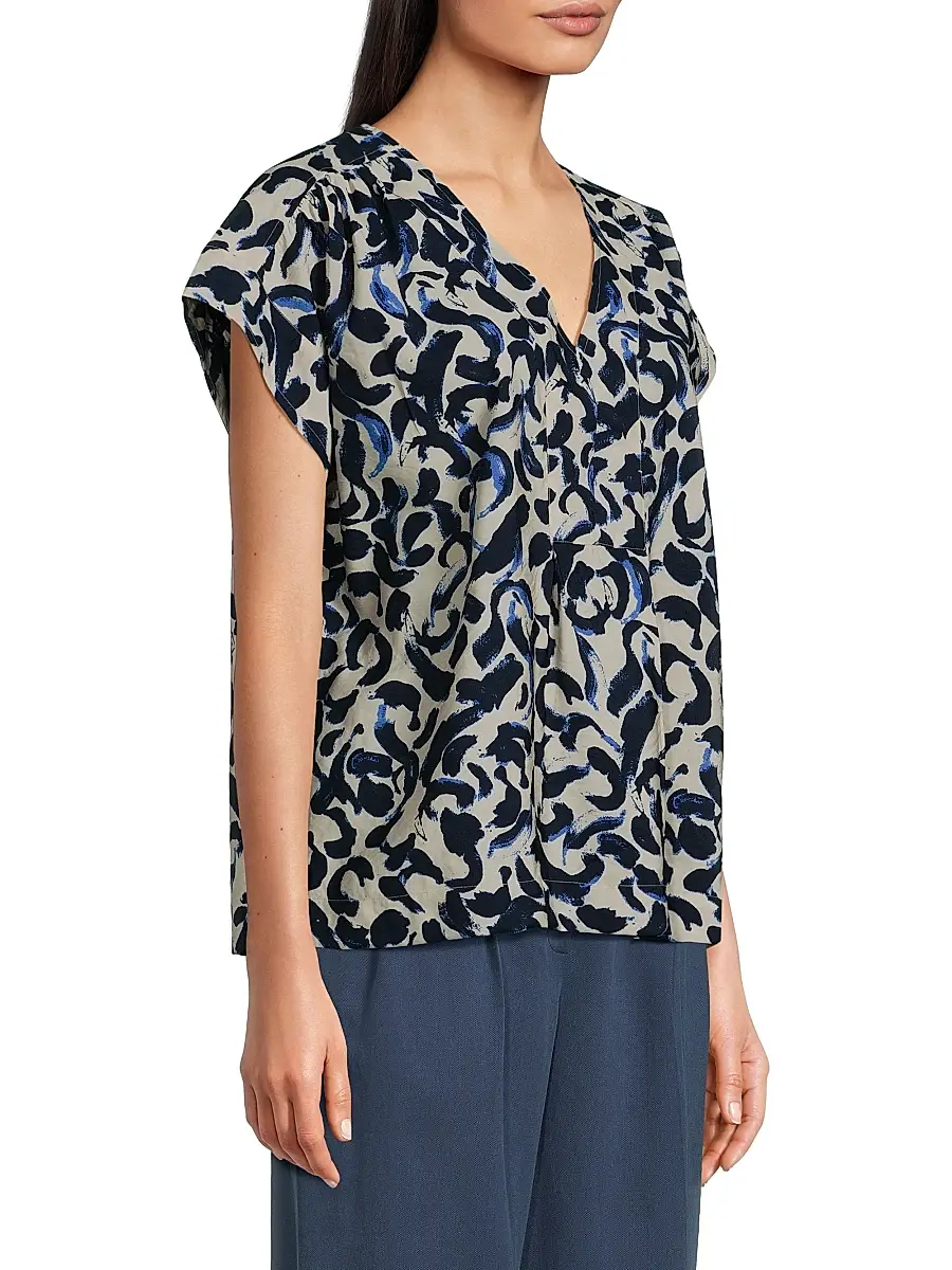 Masai Copenhagen Women's Braidy V-Neck Printed Blouse - Ultramarine | Thumbnail 4 Masai Copenhagen Women's Braidy V-Neck Printed Blouse - Ultramarine | Thumbnail 4