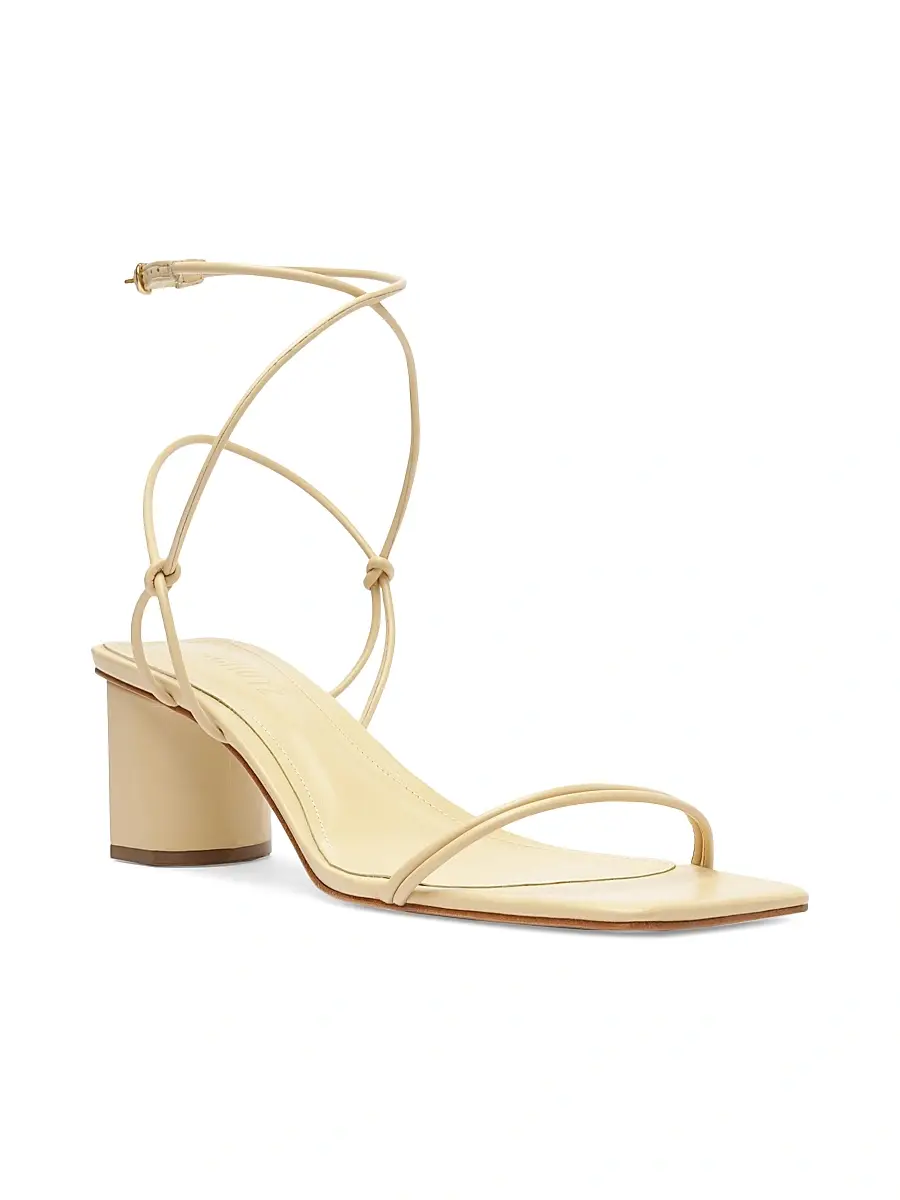 Schutz Women's Pompeii 65MM Leather Block Sandals - Natural | Thumbnail 2