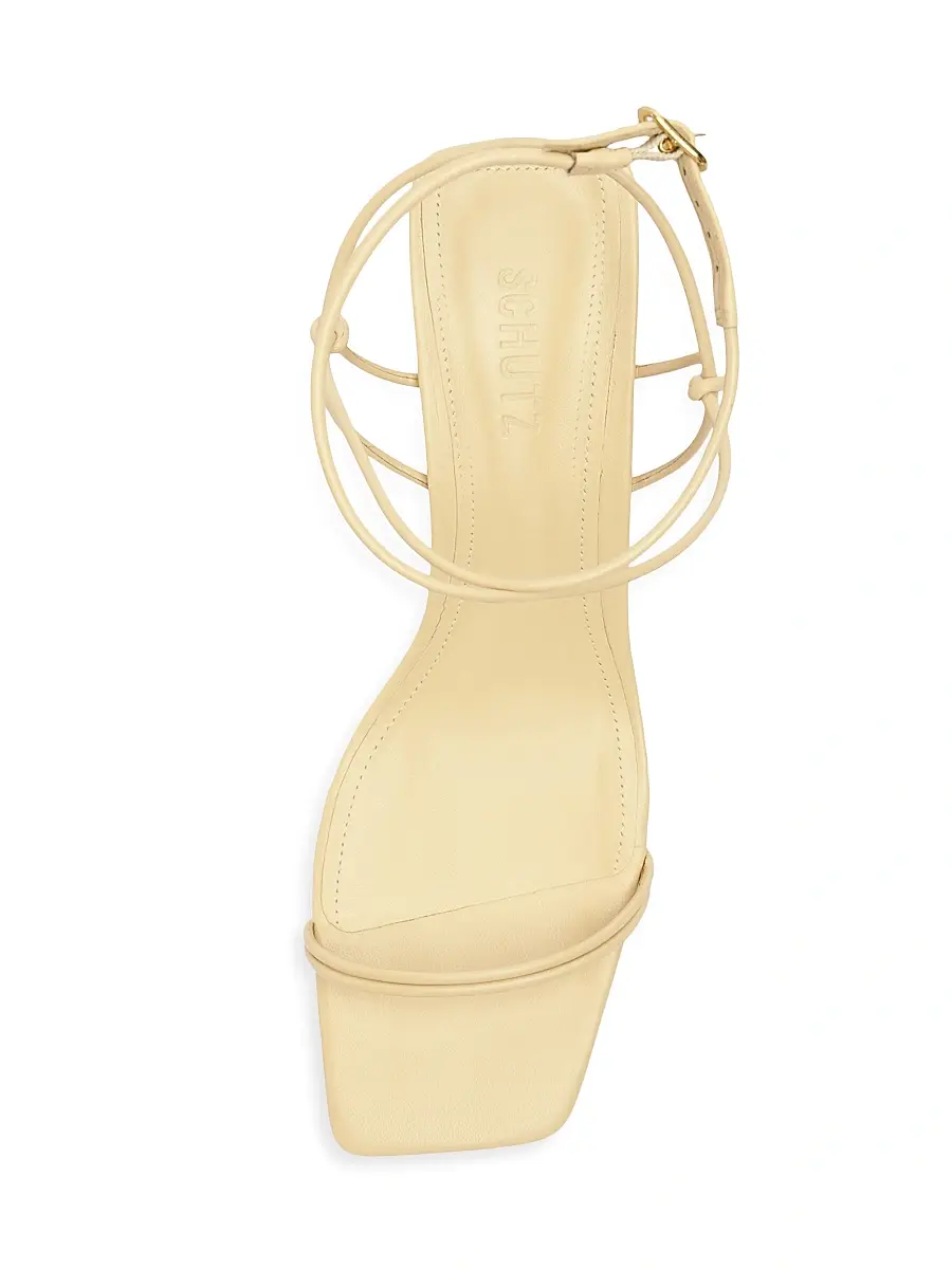 Schutz Women's Pompeii 65MM Leather Block Sandals - Natural | Thumbnail 5