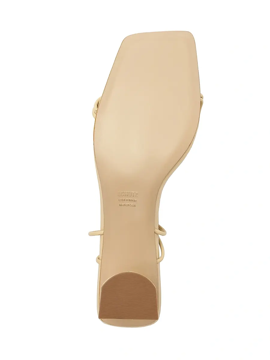 Schutz Women's Pompeii 65MM Leather Block Sandals - Natural | Thumbnail 8