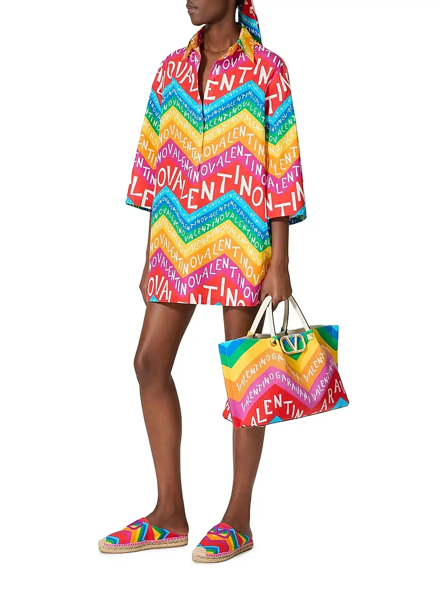 Valentino Garavani Women's Escape Shopping Bag in Canvas with Chevron Print24 | Thumbnail 2 Valentino Garavani Women's Escape Shopping Bag in Canvas with Chevron Print24 | Thumbnail 2