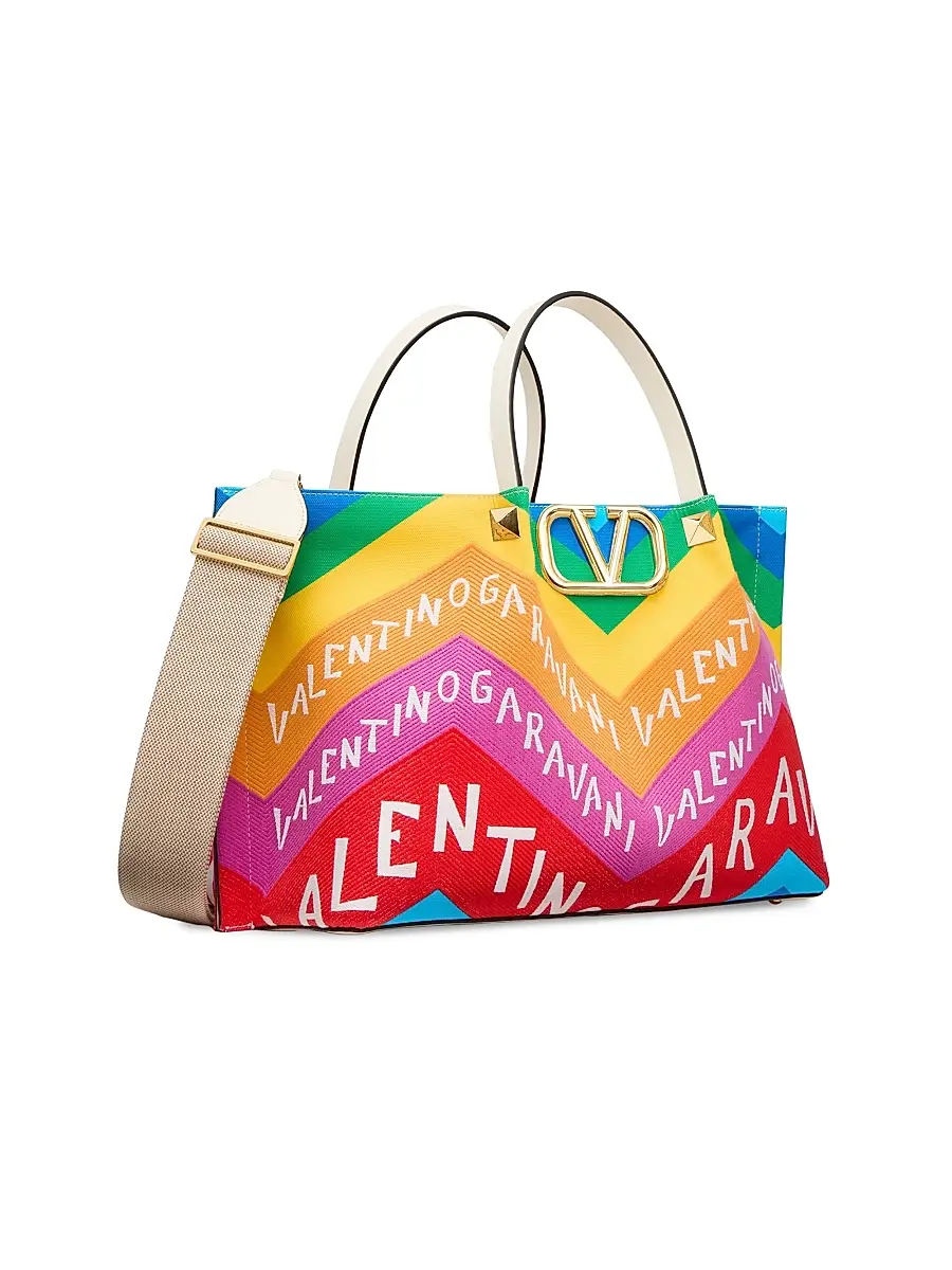 Valentino Garavani Women's Escape Shopping Bag in Canvas with Chevron Print24 | Thumbnail 3 Valentino Garavani Women's Escape Shopping Bag in Canvas with Chevron Print24 | Thumbnail 3
