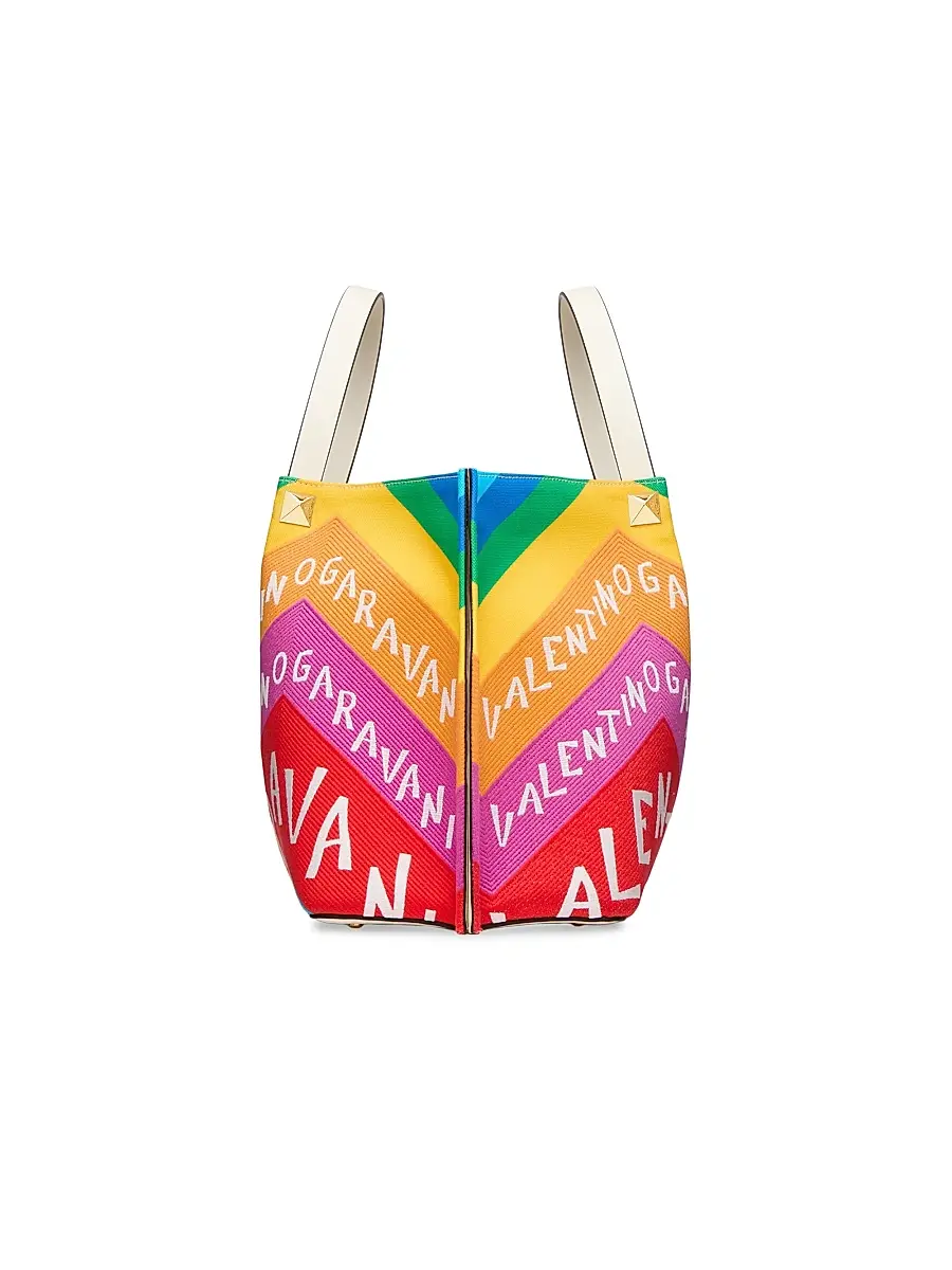 Valentino Garavani Women's Escape Shopping Bag in Canvas with Chevron Print24 | Thumbnail 5 Valentino Garavani Women's Escape Shopping Bag in Canvas with Chevron Print24 | Thumbnail 5
