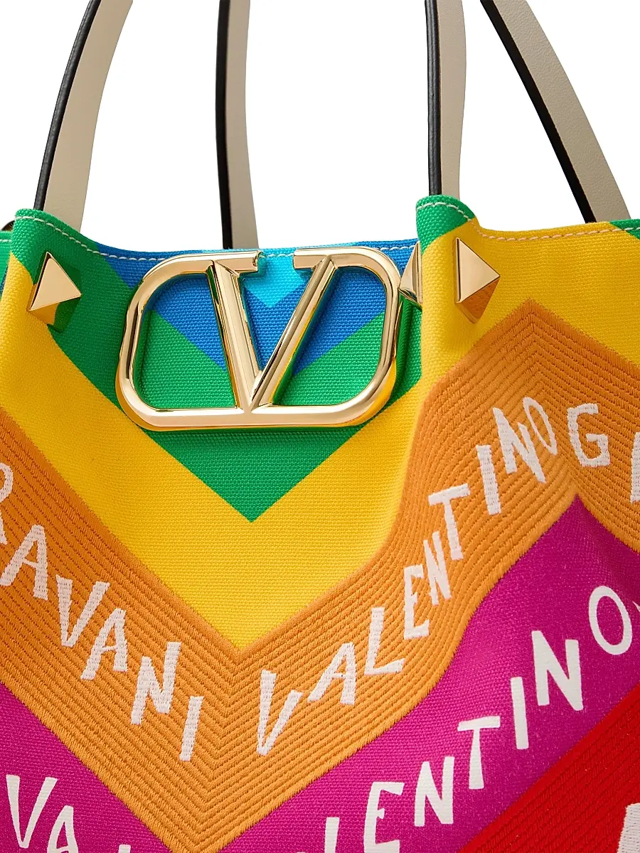 Valentino Garavani Women's Escape Shopping Bag in Canvas with Chevron Print24 | Thumbnail 8 Valentino Garavani Women's Escape Shopping Bag in Canvas with Chevron Print24 | Thumbnail 8