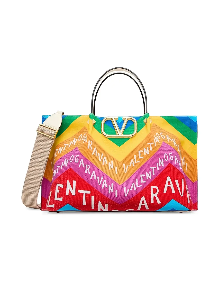 Valentino Garavani Women's Escape Shopping Bag in Canvas with Chevron Print24 | Thumbnail 1 Valentino Garavani Women's Escape Shopping Bag in Canvas with Chevron Print24 | Thumbnail 1