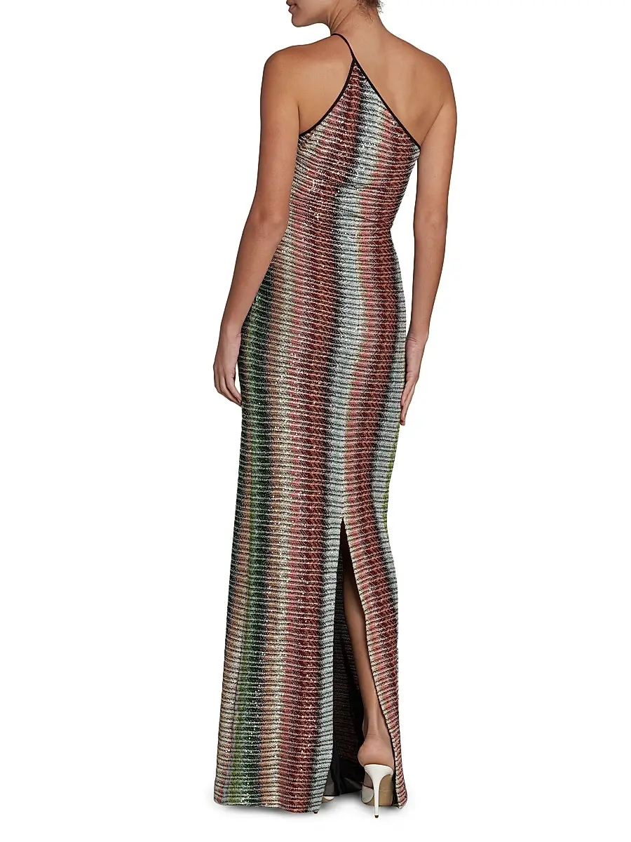 Missoni Women's Zigzag Embellished Knit One-Shoulder Maxi Dress - Multicolor Green Red | Thumbnail 5 Missoni Women's Zigzag Embellished Knit One-Shoulder Maxi Dress - Multicolor Green Red | Thumbnail 5