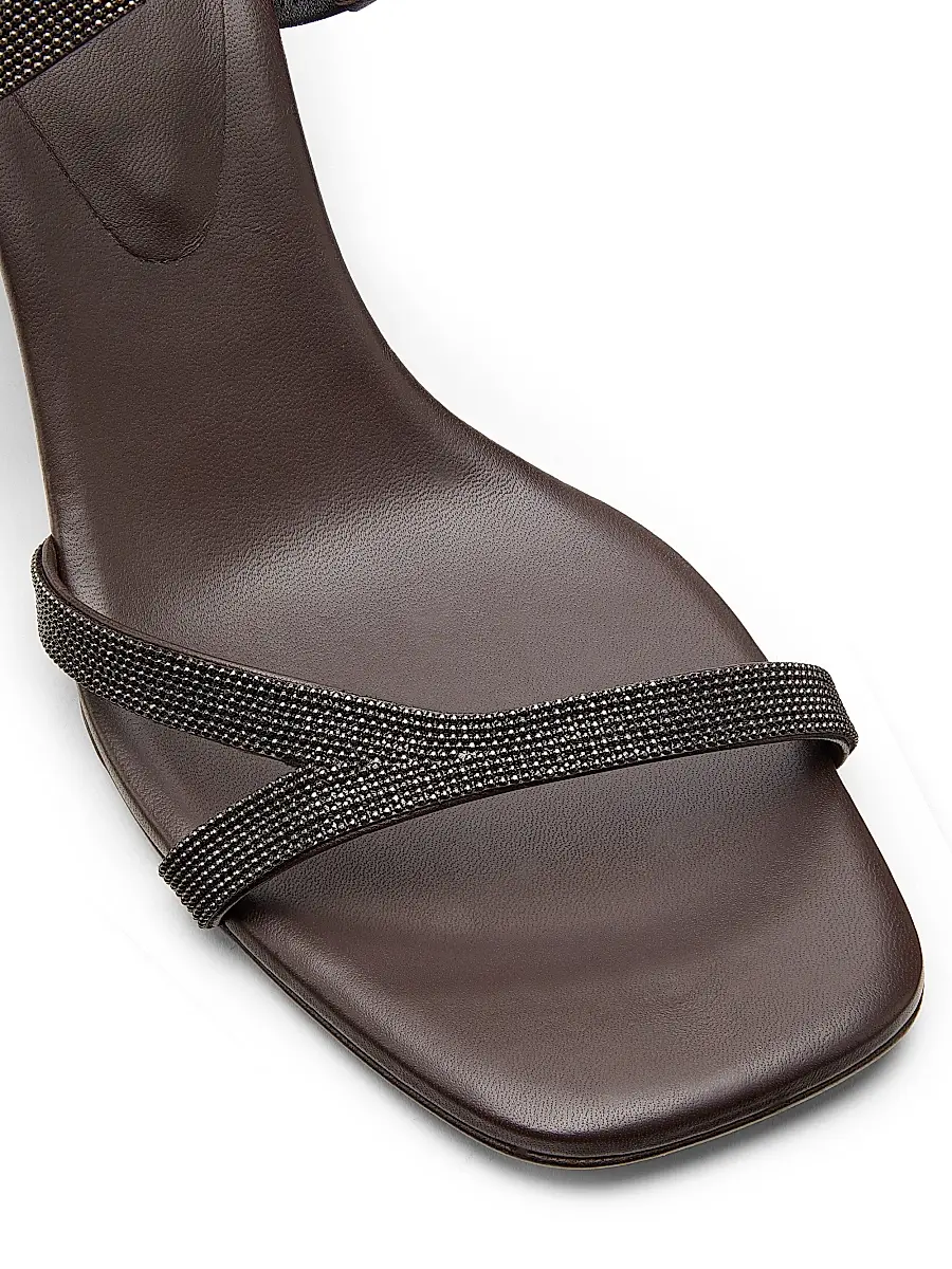 Brunello Cucinelli Women's 80MM Monili Leather Wedge Sandals - Dark Brown | Thumbnail 5 Brunello Cucinelli Women's 80MM Monili Leather Wedge Sandals - Dark Brown | Thumbnail 5