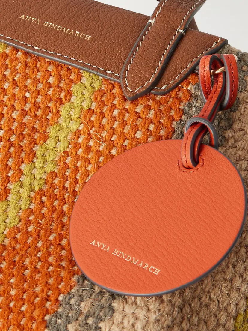 Anya Hindmarch + Maison Bengal Leather-trimmed Striped Jute Tote | Thumbnail 4