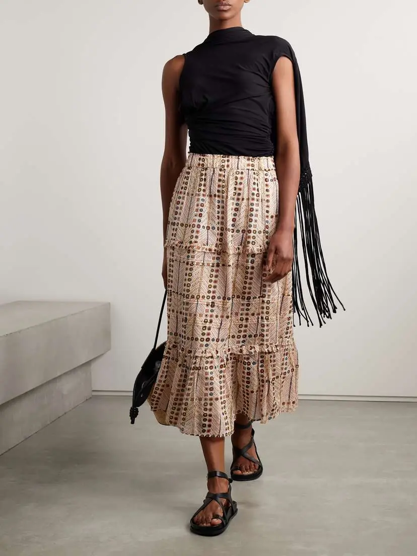Marant Étoile Diya Tiered Printed Cotton-voile Midi Skirt | Thumbnail 2 Marant Étoile Diya Tiered Printed Cotton-voile Midi Skirt | Thumbnail 2