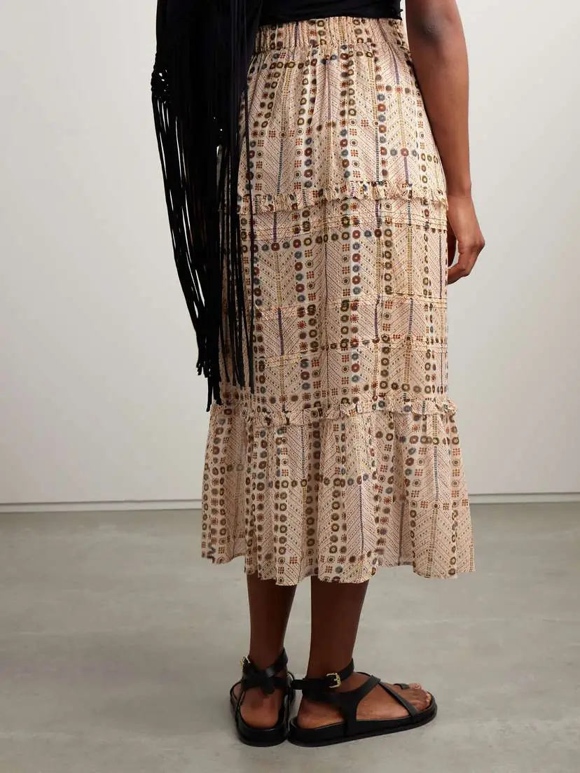 Marant Étoile Diya Tiered Printed Cotton-voile Midi Skirt | Thumbnail 3 Marant Étoile Diya Tiered Printed Cotton-voile Midi Skirt | Thumbnail 3
