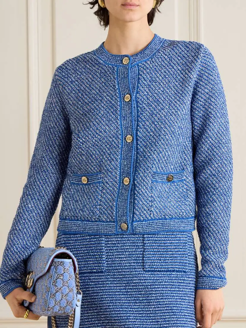 Gucci Striped Cotton-blend Bouclé Cardigan | Thumbnail 3 Gucci Striped Cotton-blend Bouclé Cardigan | Thumbnail 3