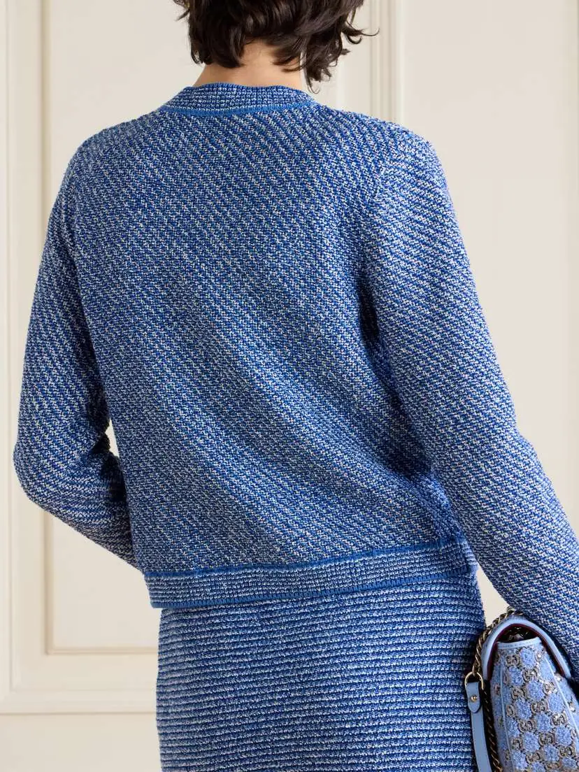 Gucci Striped Cotton-blend Bouclé Cardigan | Thumbnail 4 Gucci Striped Cotton-blend Bouclé Cardigan | Thumbnail 4