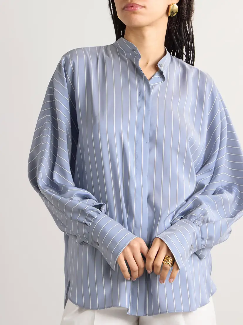 Brunello Cucinelli Striped Silk Shirt | Thumbnail 3