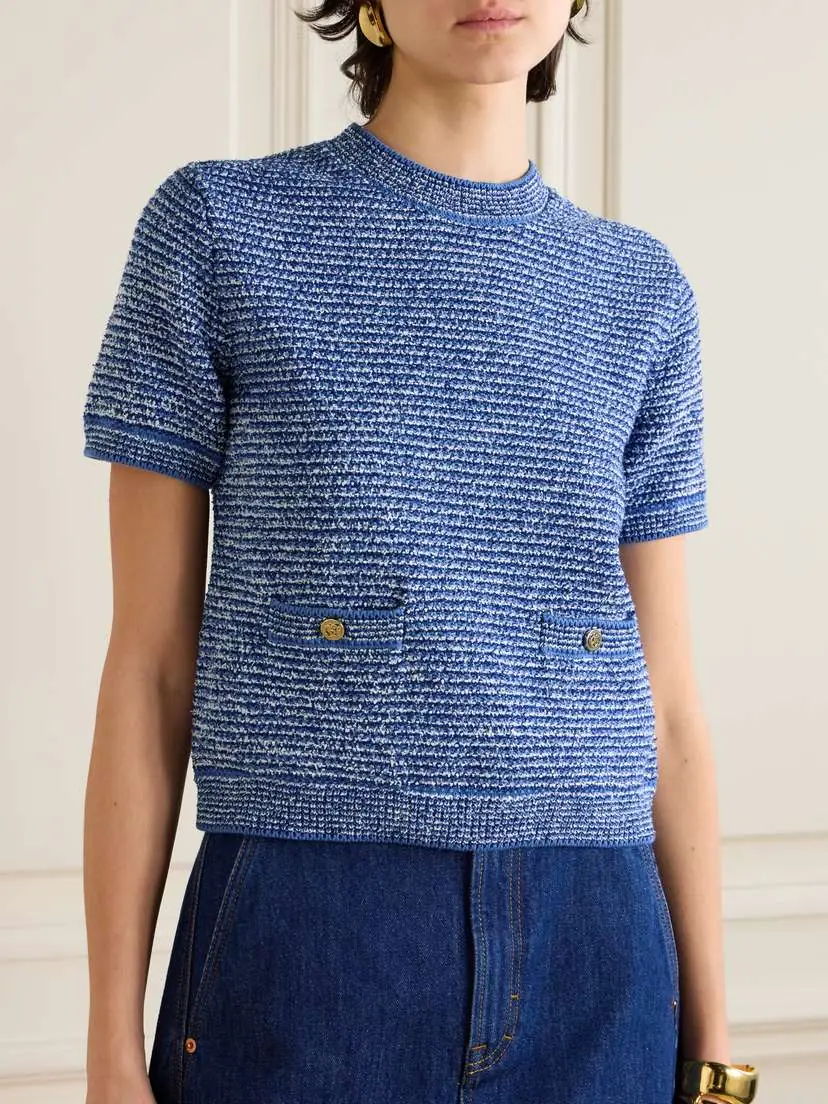 Gucci Striped Cotton-blend Bouclé Top | Thumbnail 3