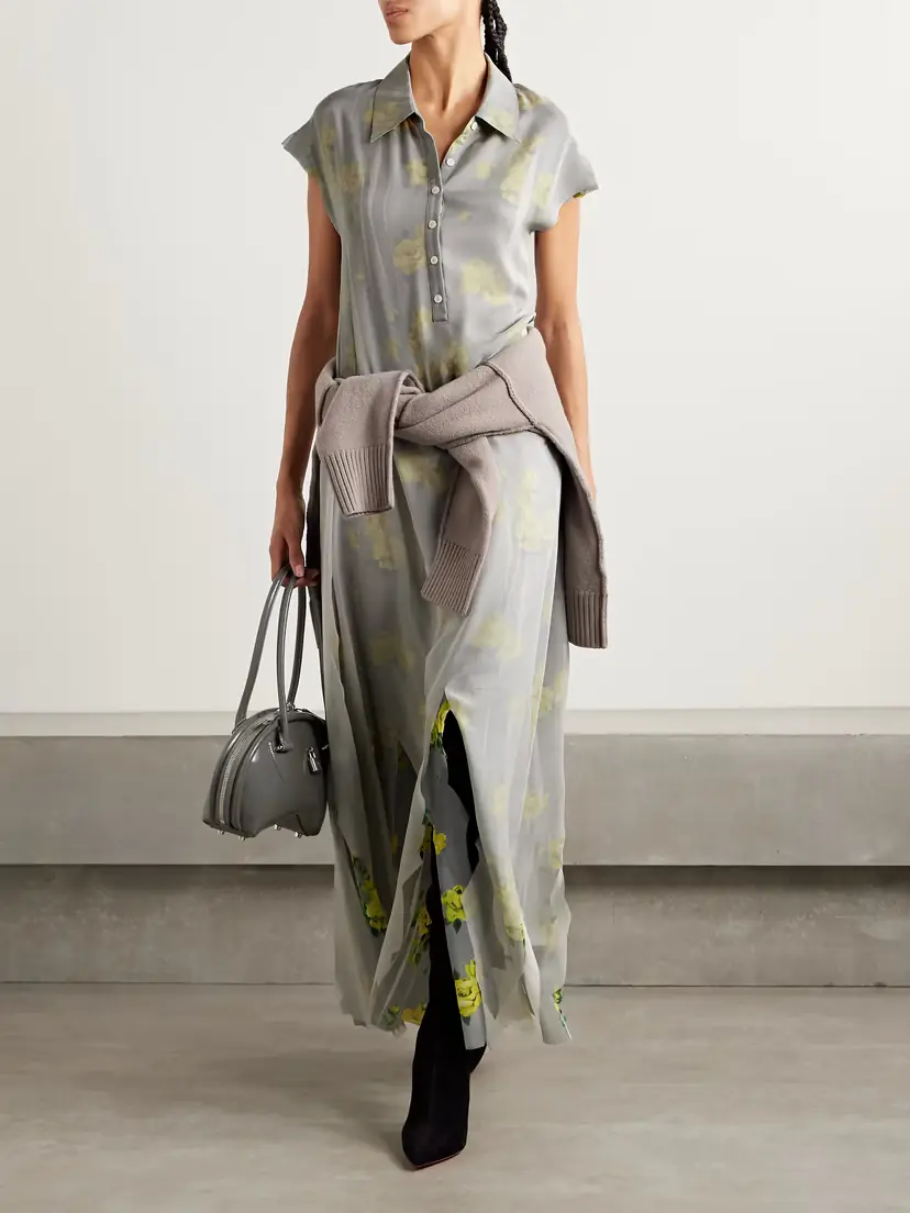 Acne Studios Layered Chiffon And Floral-print Crepe Maxi Dress | Thumbnail 2