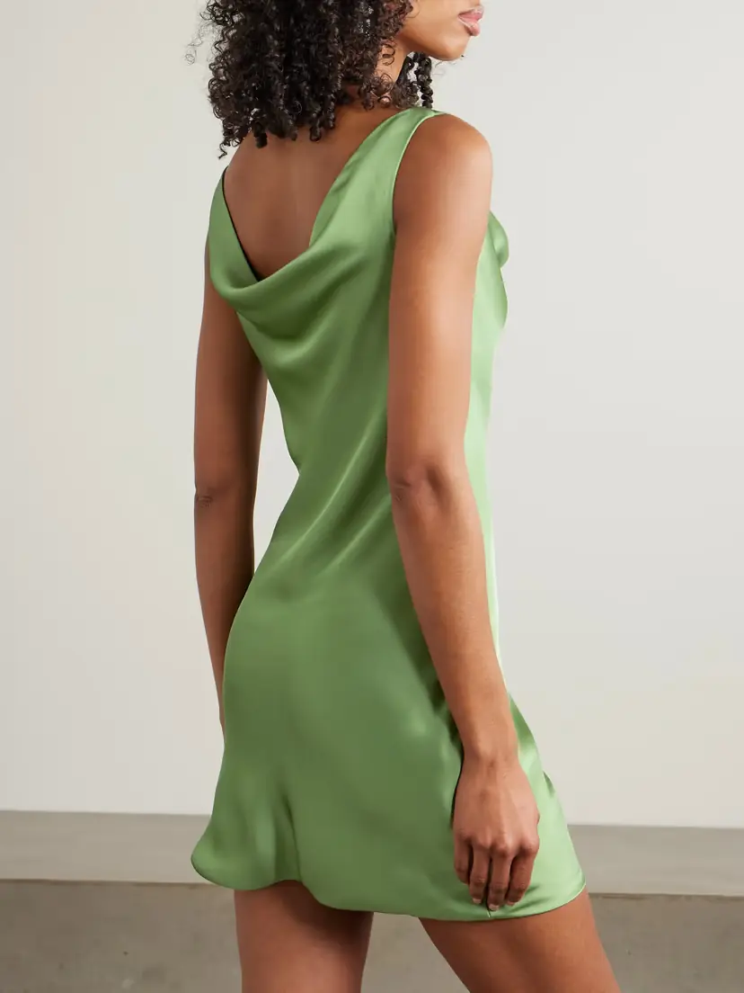 Norma Kamali Maria Draped Satin Mini Dress | Thumbnail 3 Norma Kamali Maria Draped Satin Mini Dress | Thumbnail 3