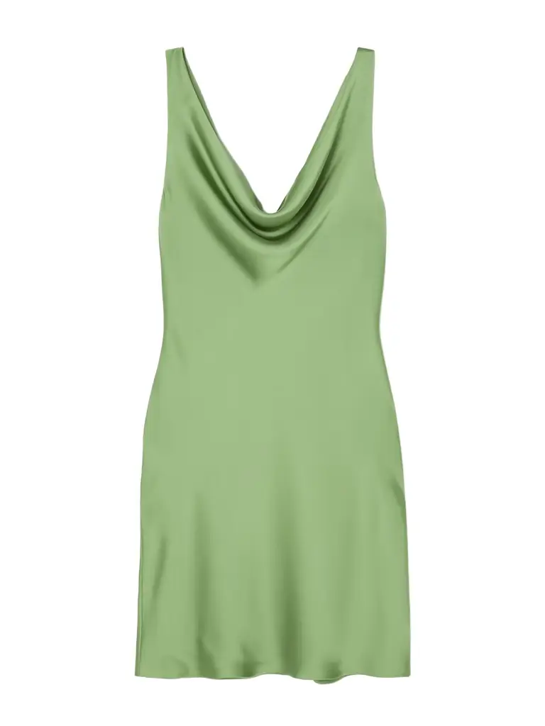 Norma Kamali Maria Draped Satin Mini Dress | Thumbnail 1 Norma Kamali Maria Draped Satin Mini Dress | Thumbnail 1