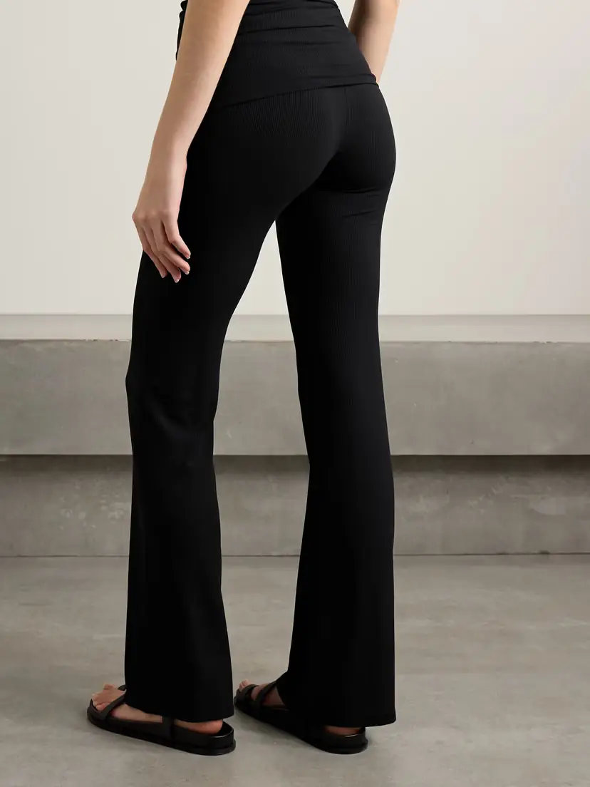 Skims Soft Lounge Ribbed Foldover Pants - Onyx | Thumbnail 4