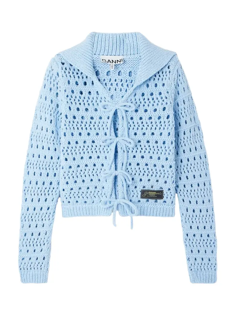 Ganni Open-knit Organic Cotton-blend Cardigan | Image 1 Ganni Open-knit Organic Cotton-blend Cardigan | Image 1