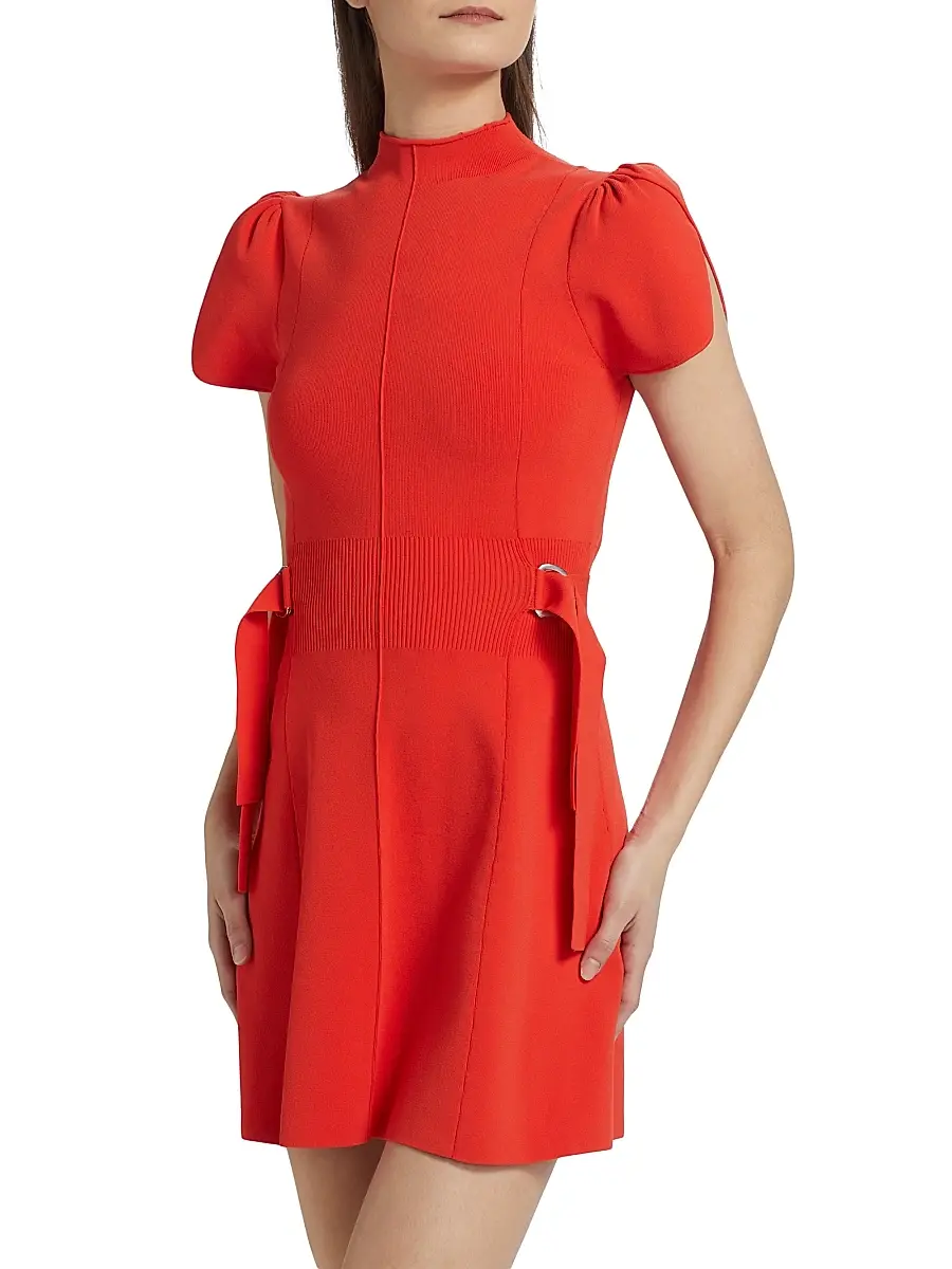 3.1 Phillip Lim Women's Compact Rib-Knit Tulip-Sleeve Minidress - Poppy | Thumbnail 4 3.1 Phillip Lim Women's Compact Rib-Knit Tulip-Sleeve Minidress - Poppy | Thumbnail 4