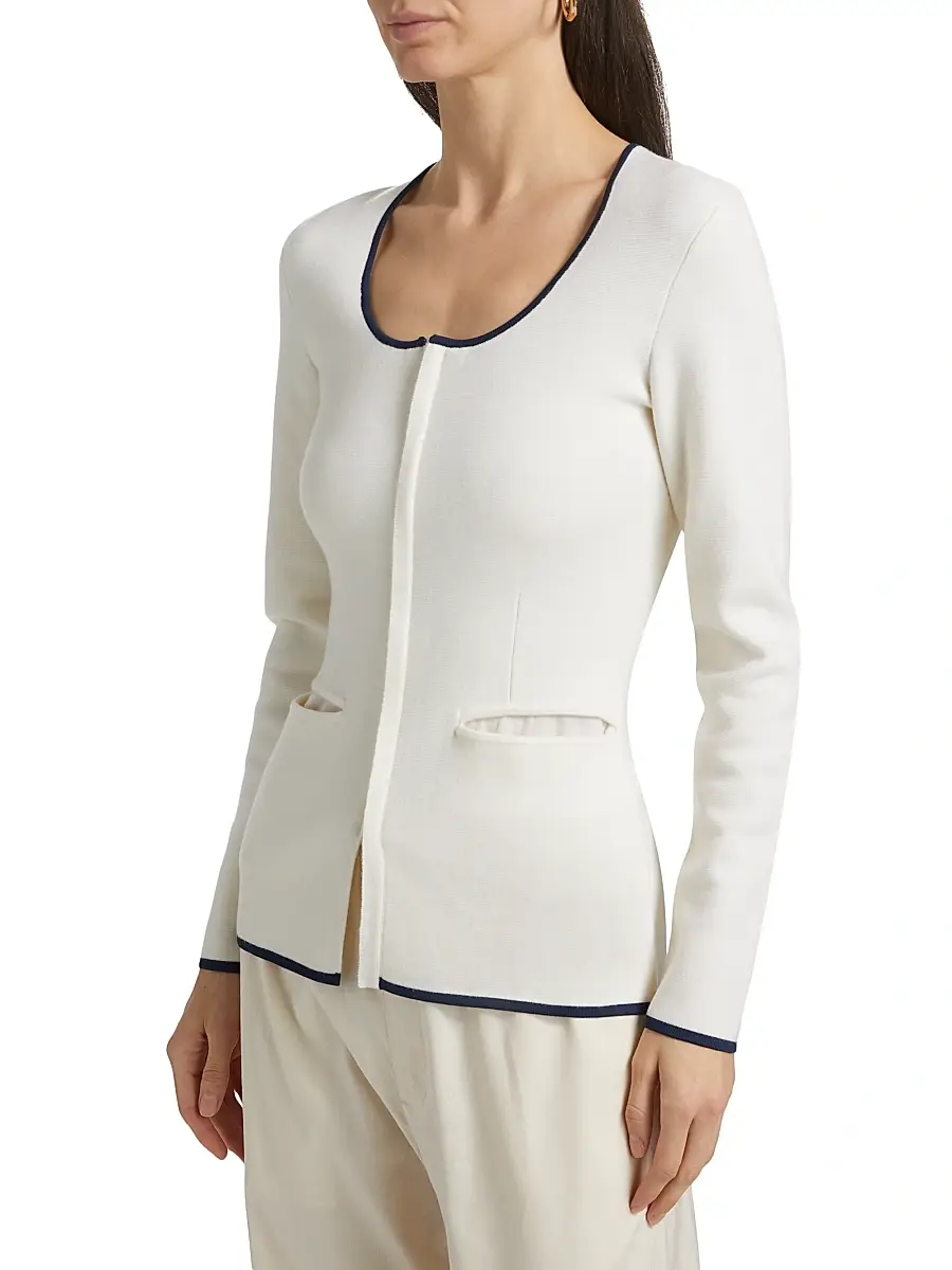 rag & bone Women's Ella Wool-Blend Front-Zip Sweater - White | Thumbnail 4 rag & bone Women's Ella Wool-Blend Front-Zip Sweater - White | Thumbnail 4